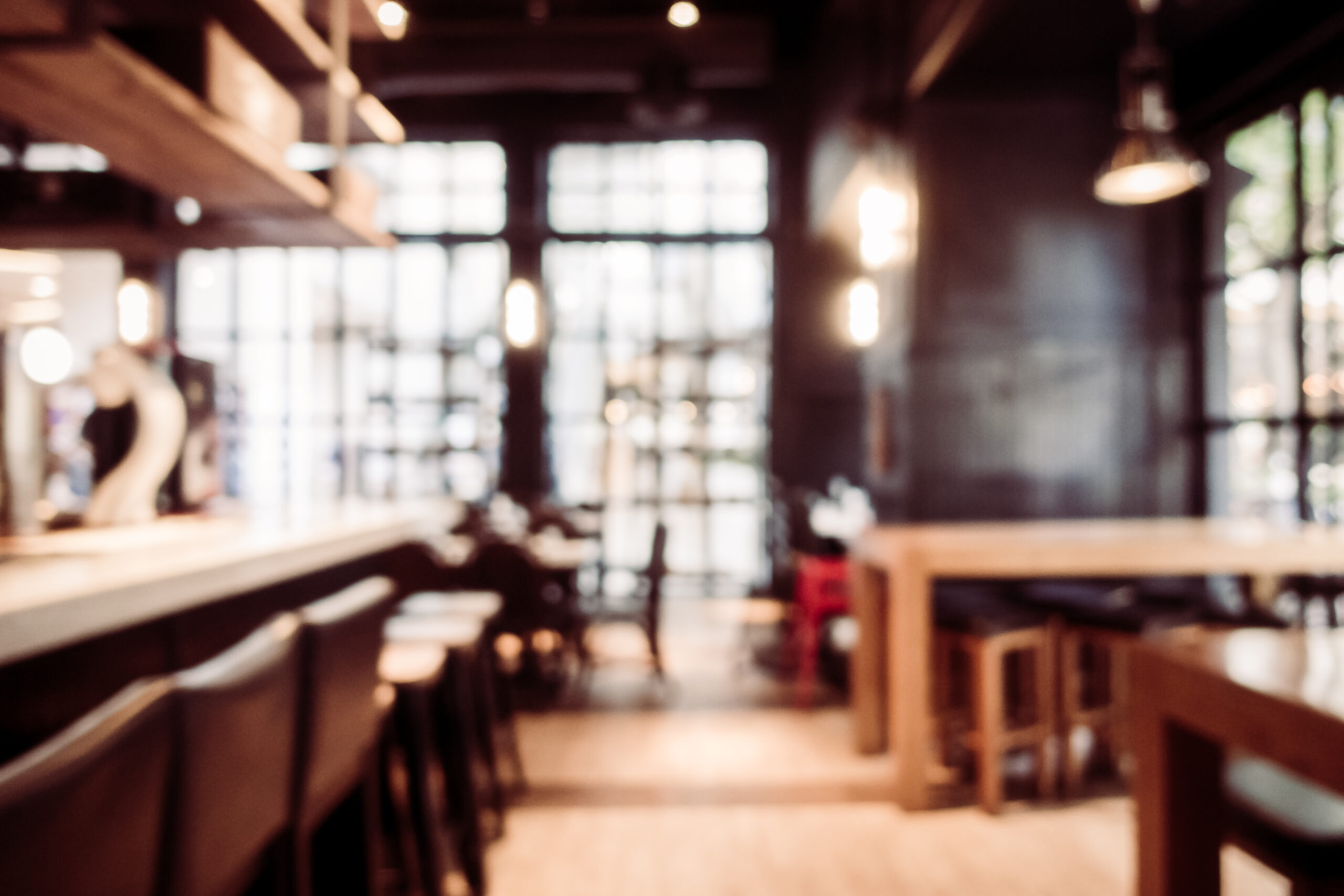 Abstract blur and defocused restaurant and coffee shop cafe interior for background - Vintage Filter